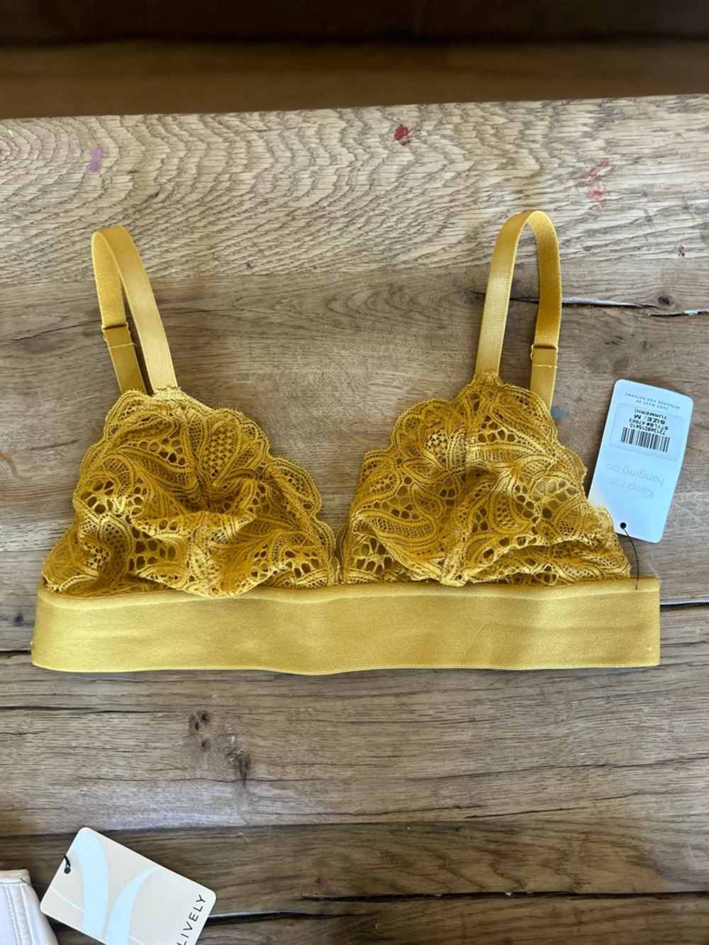LIVELY NWT Mustard tumeric Yellow Lace Bralette bra Women Intimates Sleepwear M